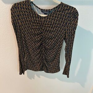 Veronica Beard Neeta Navy and Gold Top S NWT